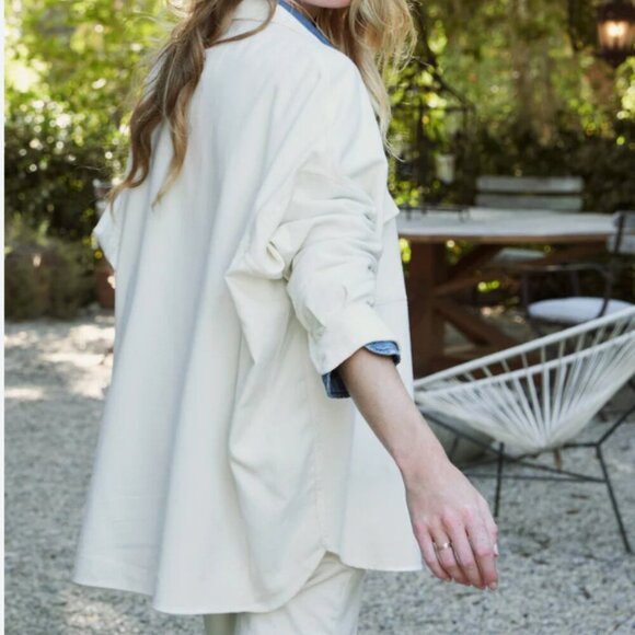 Frank & Eileen White and Blue Layered Button Down Shirt - Picture 8 of 12